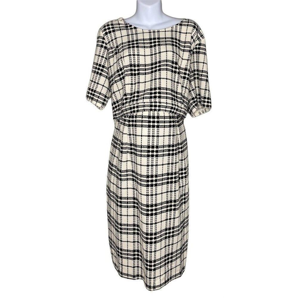 Motherhood‎ Maternity Nursing Dress Women's 3X Black White Plaid Plus Size NEW